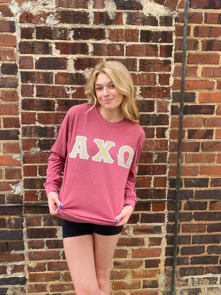 Stitched Letter Long Sleeve Shirt