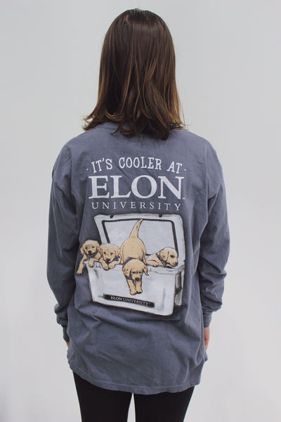 "It's Cooler at Elon" Long Sleeve Pocket Shirt