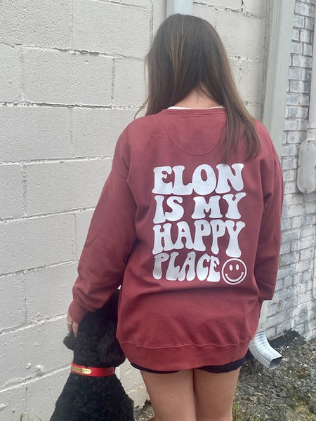 "Elon is My Happy Place" Crewneck- Premium