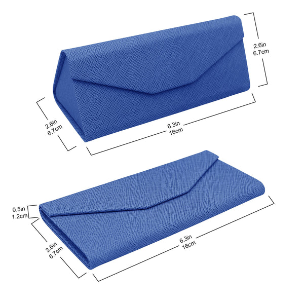 Hard Folding Eco Leather Solid Color Glasses Case - Navy