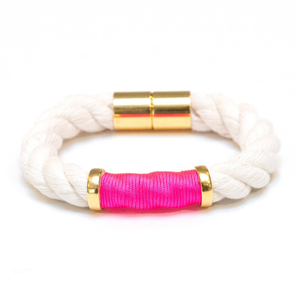 Hanover - Ivory/Neon Pink/Gold - Nautical Rope Bracelet
