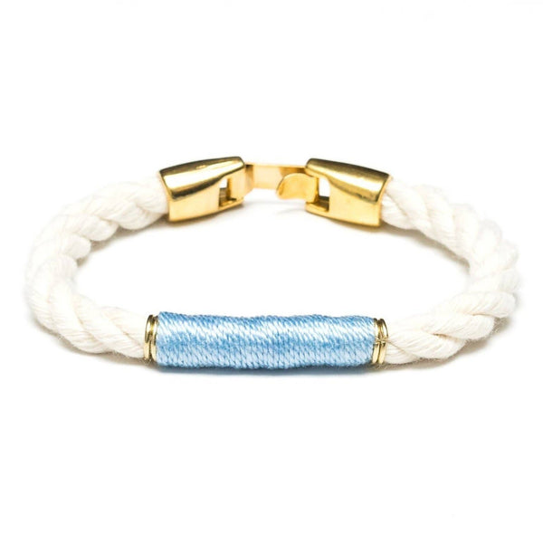 Beacon - Ivory/Light Blue/Gold - Nautical Rope Bracelet