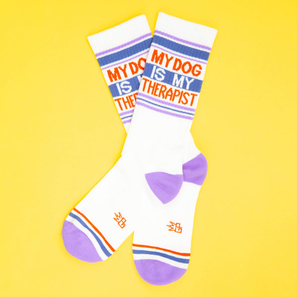 My Dog Is My Therapist Gym Crew Socks - Dog Lover Gift