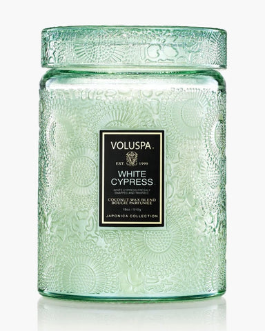 Voluspa White Cypress Large Candle