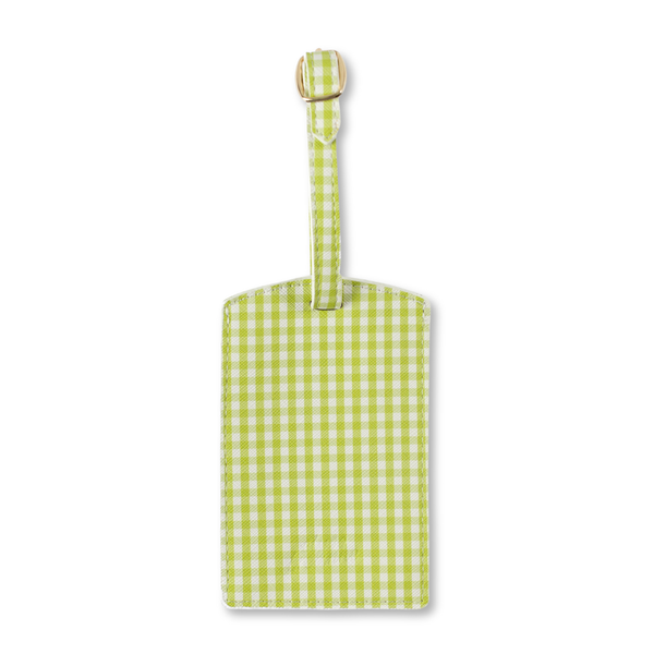 Green Gingham Luggage Tag