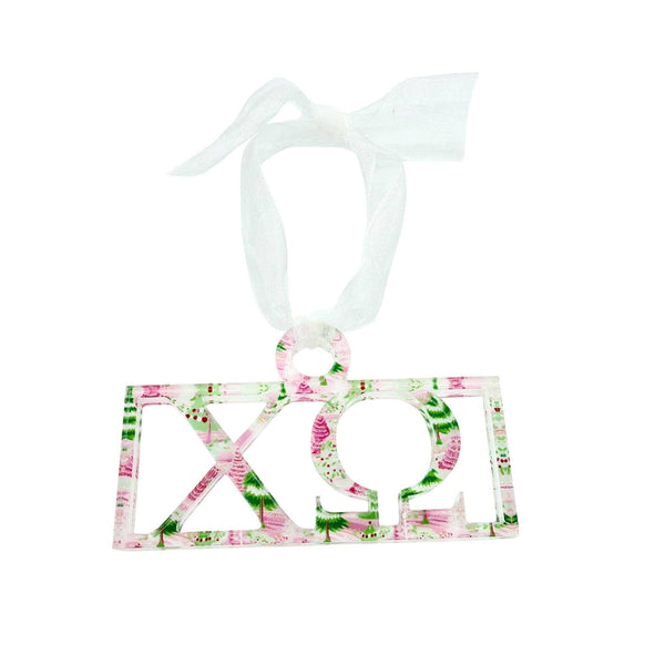 Sorority Acrylic Ornament - Patterned Greek Bar Design 
