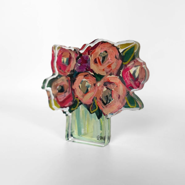 Blush and Blue Acrylic Floral