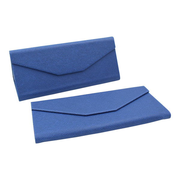 Hard Folding Eco Leather Solid Color Glasses Case - Navy
