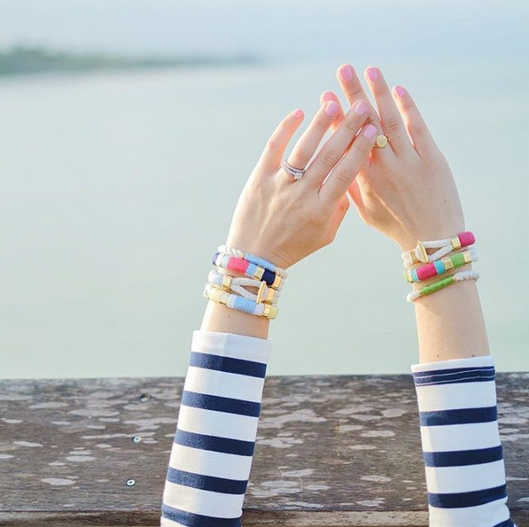 Cambridge - Ivory/Pink/Gold - Nautical Rope Bracelet