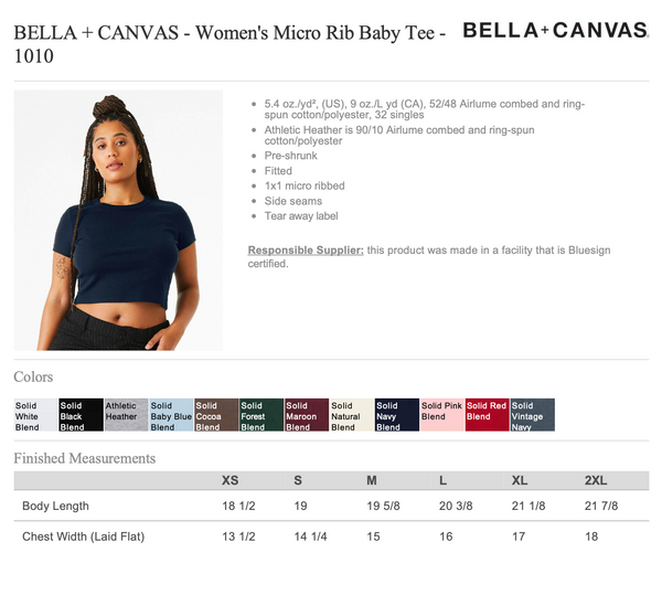 Group Orders- Bella Canvas Baby Tee