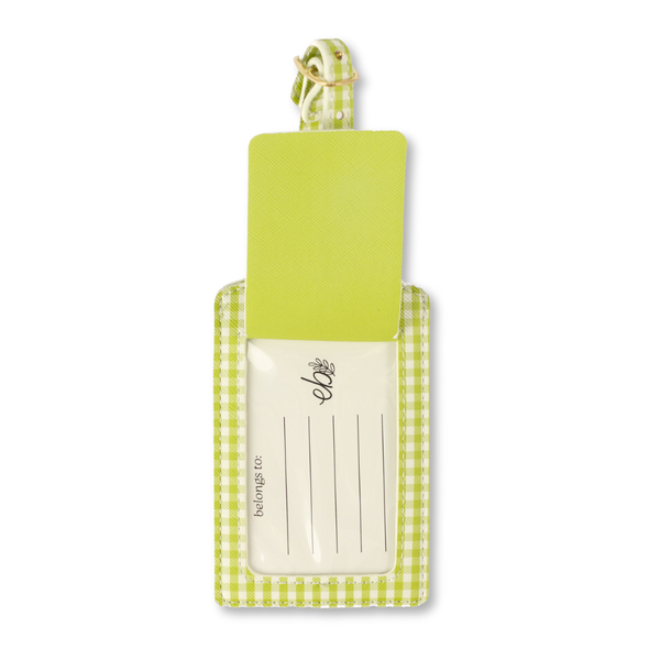 Green Gingham Luggage Tag