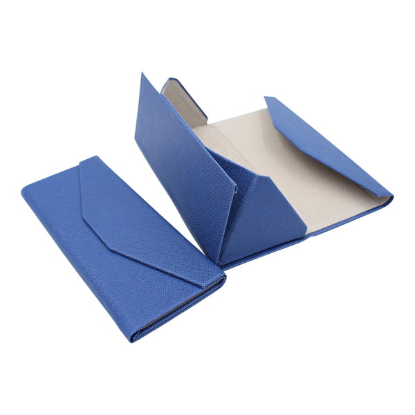 Hard Folding Eco Leather Solid Color Glasses Case - Navy