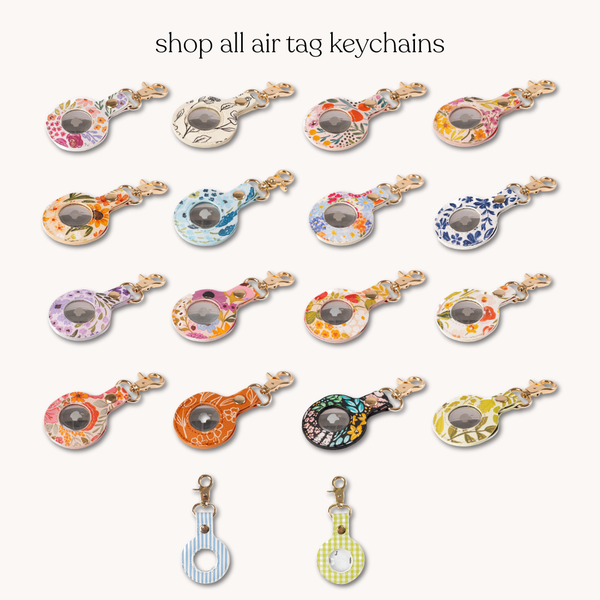 Porcelain Floral AirTag Keychain