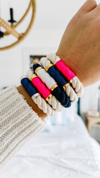 Hanover - Ivory/Neon Pink/Gold - Nautical Rope Bracelet
