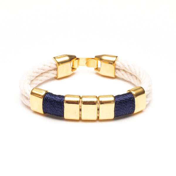 Braddock - Ivory/Navy/Gold - Nautical Rope Bracelet