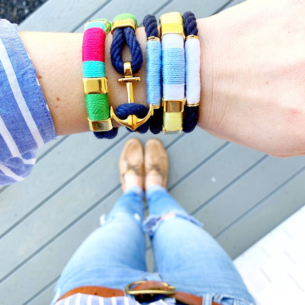 Beacon - Navy/White/Gold - Nautical Rope Bracelet