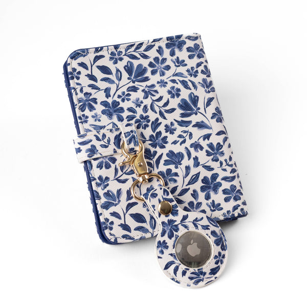 Porcelain Floral AirTag Keychain