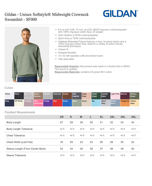 Group Orders- Gildan Softstyle Crewneck Sweatshirt