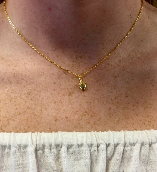 Gold Acorn Charm Necklace