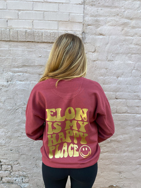 "Elon is My Happy Place" Crewneck Sweatshirt- Premium