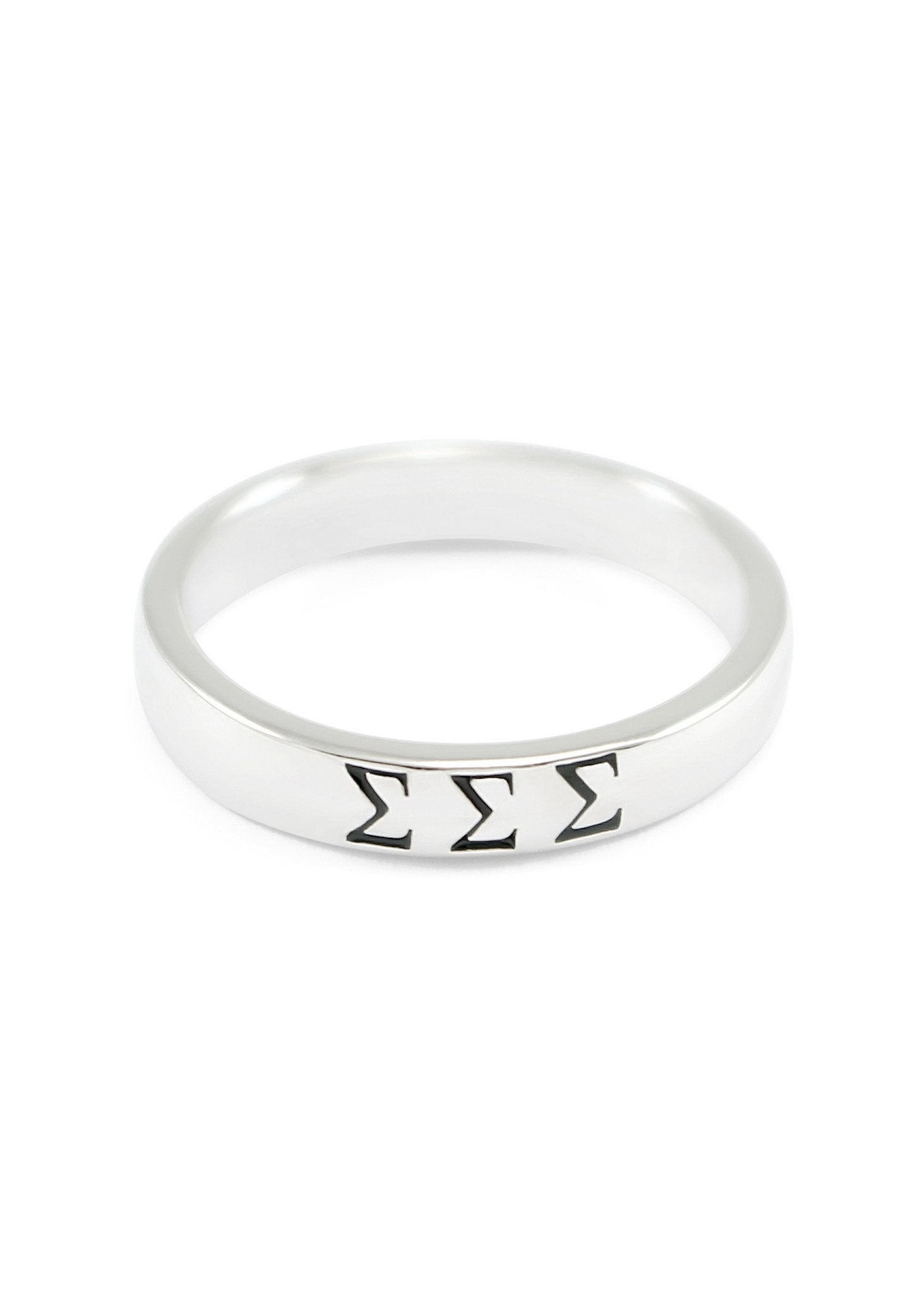 Sorority Sterling Silver Band with Stamped Greek Letters
